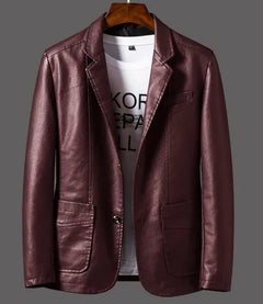 Slim Lapel Seasonal Leather Jacket