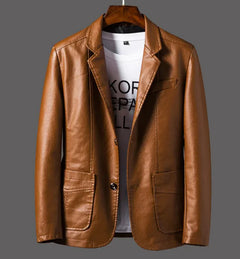 Slim Lapel Seasonal Leather Jacket