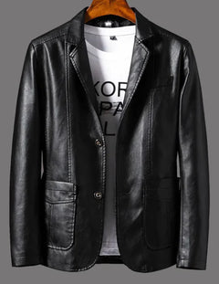 Slim Lapel Seasonal Leather Jacket